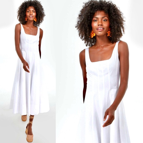 🌺🎉HP🎉🌺 NWT Staud Wells Midi Dress White - Picture 7 of 16